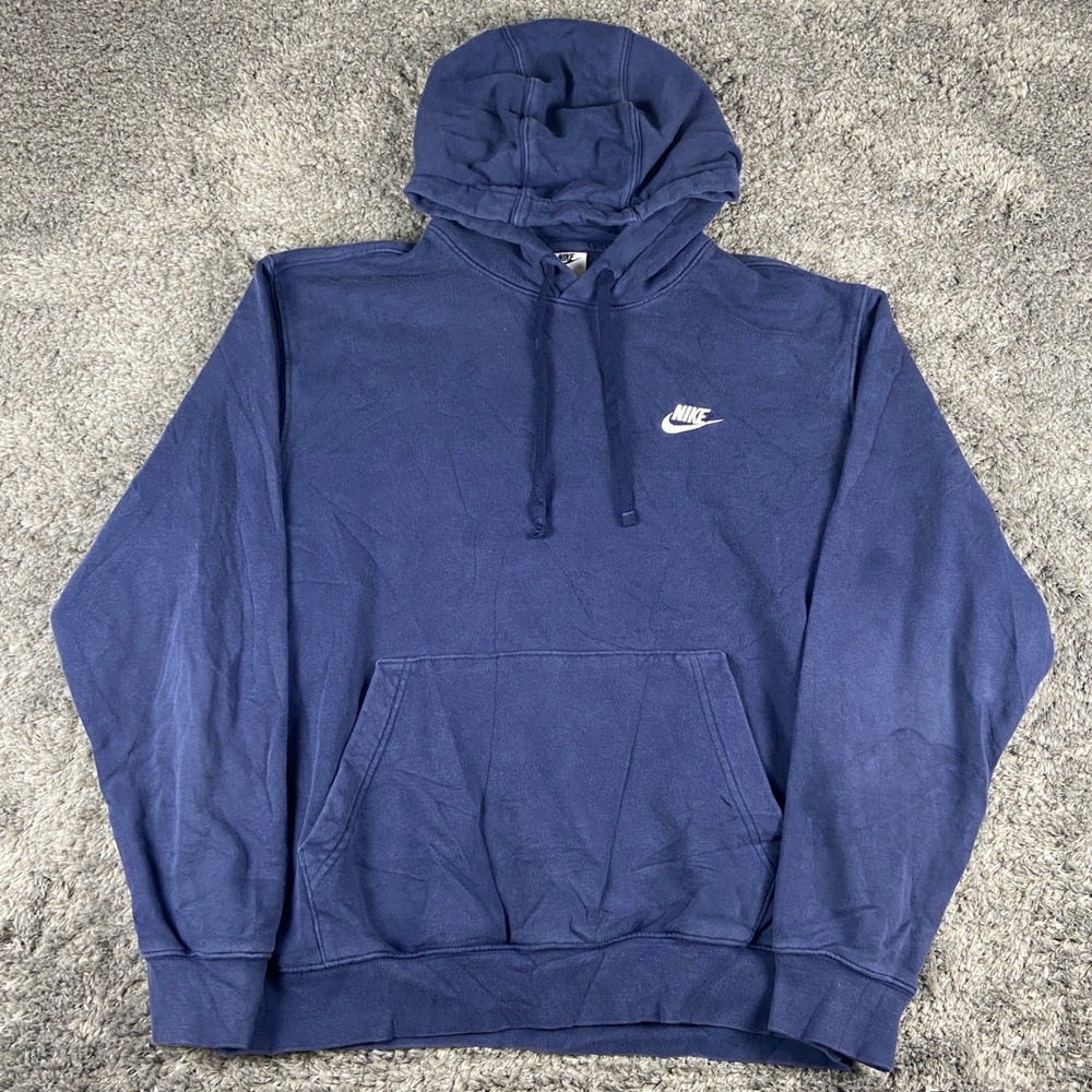 Nike Sportswear Club Fleece Pullover‎ Hoodie Mens L Blue Logo Casual BV2654-410